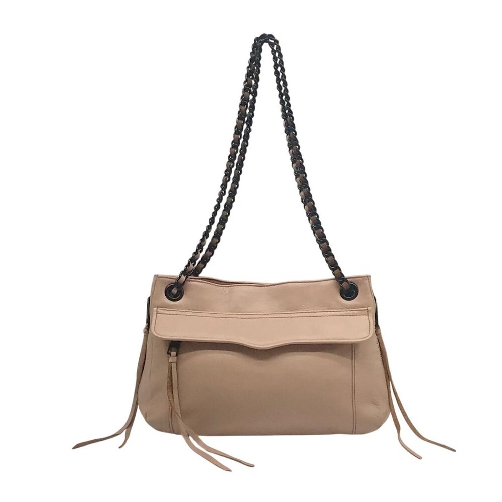 Rebecca Minkoff Blush Beige Leather Expandable Double Chain Shoulder Bag